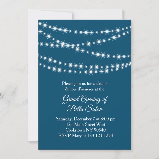 Invitación Gran abertura Twinkle Luces azules (Anverso)