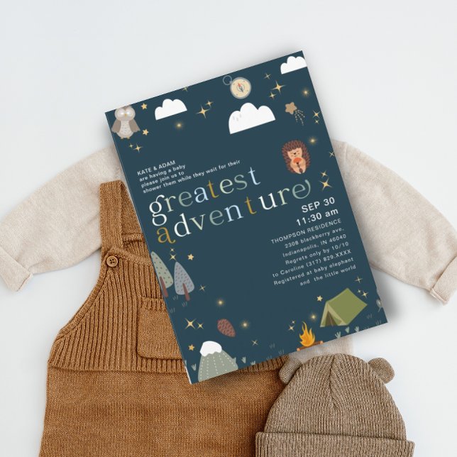 Invitación Gran Adventure Boy Navy Baby Shower azul (Subido por el creador)