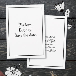 Invitación Gran amor. Gran día. Reserva la fecha. Borde negro