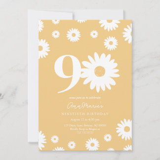 Invitación Gran aniversario de noventa cumpleaños de Daisy