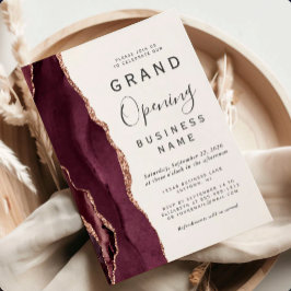 Invitación Gran Apertura Burgundy Rosa Oro Ágata
