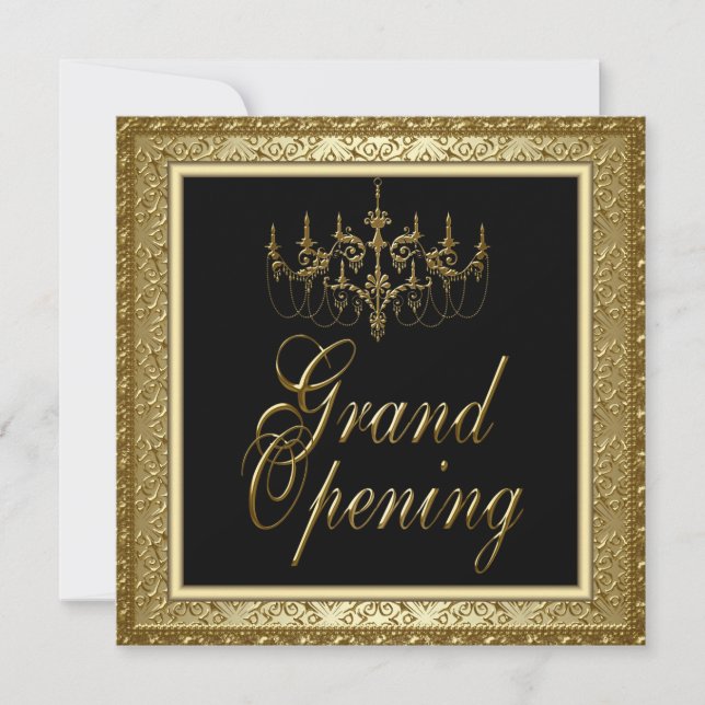 Invitación Gran Apertura Comercial de Candil de Oro Negro (Anverso)