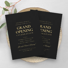 Invitación Gran Apertura Corporativa Formal Negro y Oro