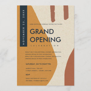 INVITACIÓN GRAN APERTURA DE ARTE ABSTRACTO MODERNO NARANJA OX