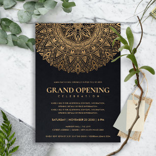 INVITACIÓN GRAN APERTURA DE MANDALA ORNADA CLÁSICA DE ORO NEG
