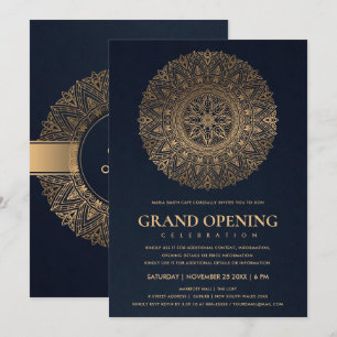 INVITACIÓN GRAN APERTURA DE MANDALA ORNATO CLÁSICO DE ORO DE 