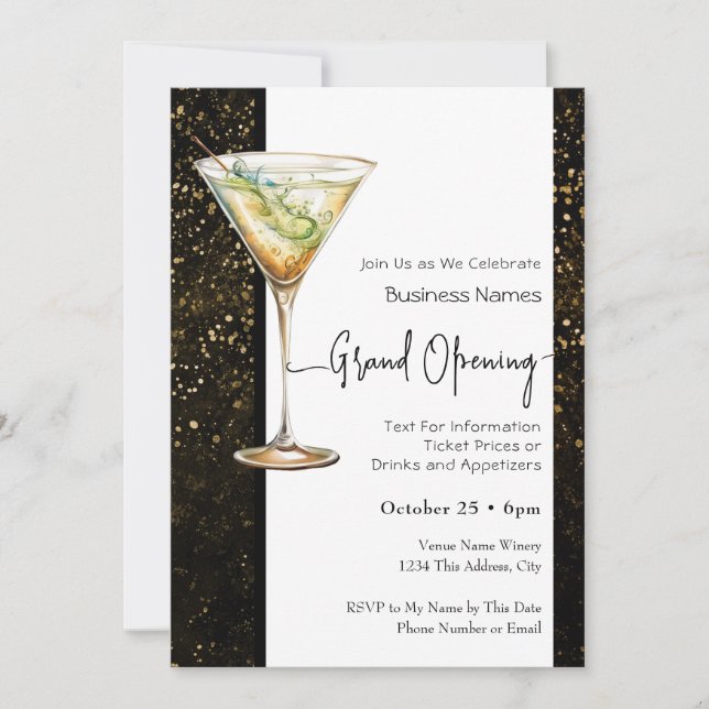 Invitación Gran apertura de negocios de cócteles (Anverso)