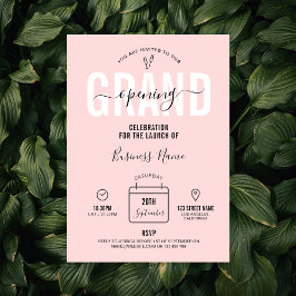 Invitación Gran apertura de negocios rosa elegante