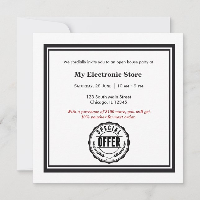 Invitación Gran apertura de oferta especial (Anverso)