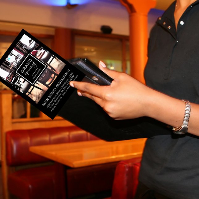 Invitación Gran apertura de restaurante blanco y negro (Subido por el creador)