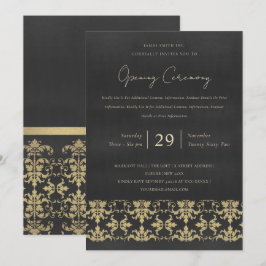 INVITACIÓN GRAN APERTURA DE TERCIOPELO NAVY ORO DAMASCO