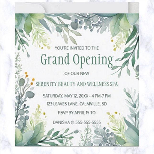 Invitación Gran apertura de verde editable (Subido por el creador)