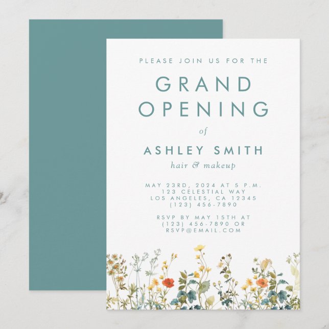 Invitación Gran Apertura del Elegante Campo de Flores Silvest (Anverso / Reverso)