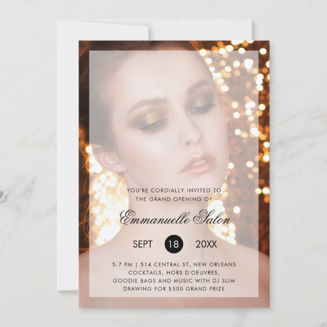 Invitación Gran apertura del Salón de Belleza de Belleza (Anverso)