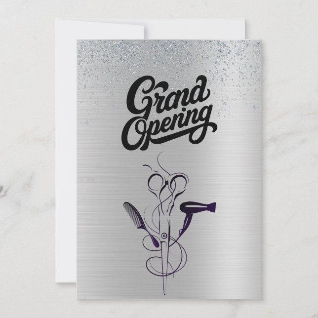 Invitación Gran apertura del Salón de Belleza Purpurina Plate (Anverso)