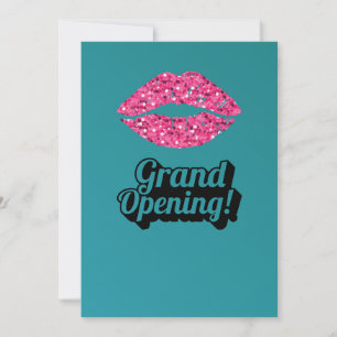 Invitación Gran Apertura del Salón de Belleza Teal Green Lips