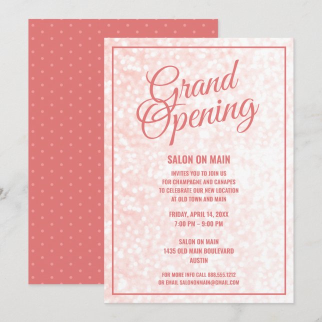 Invitación Gran apertura del salón| Open House Beauty Spa (Anverso / Reverso)