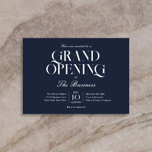 Invitación Gran Apertura Elegante Azul Marino