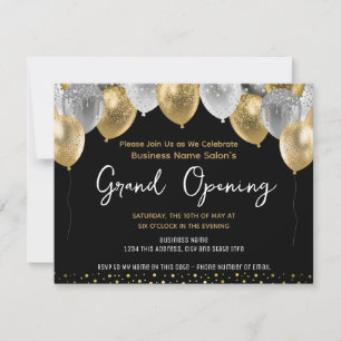 Invitación Gran Apertura Empresarial Dorado y Negro