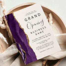 Invitación Gran Apertura Empresarial Púrpura Dorado Ágata
