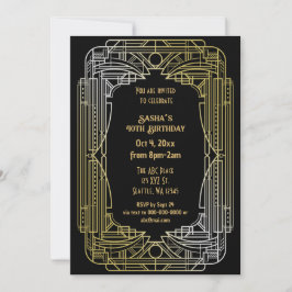Invitación Gran arte de los años 20 en Gatsby Art Deco Cumple