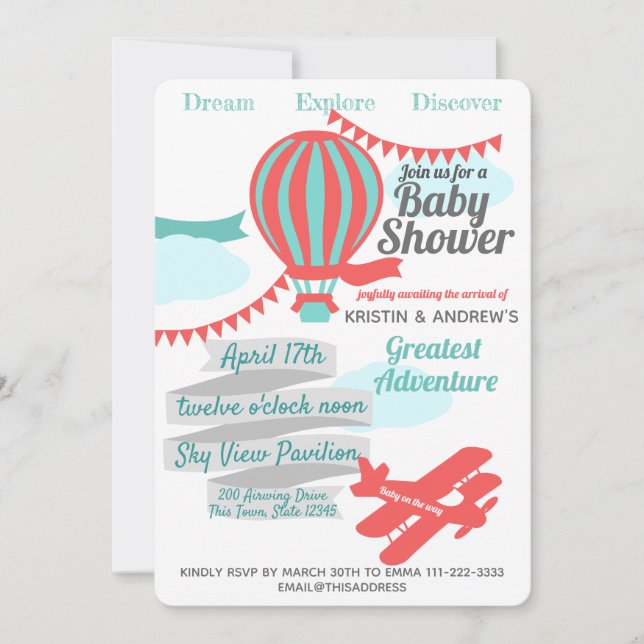 Invitación Gran aventura globo aerostático de aire caliente (Anverso)