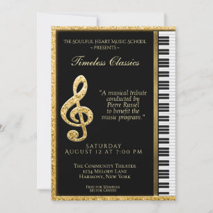Invitación Gran bebé de oro recital de piano
