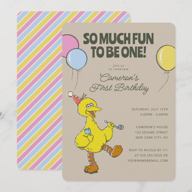 Invitación Gran Bird | Tanta diversión para ser un cumpleaños (Anverso / Reverso)