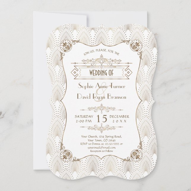 Invitación Gran Boda de estilo de Gatsby 20 (Anverso)