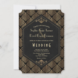 Invitación Gran Boda de Gatsby negro dorado de Royal Roaring 