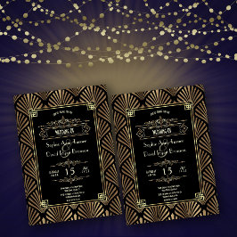 Invitación Gran Boda de lujo de estilo Art Deco de los años 2