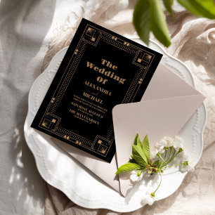 Invitación Gran Boda de lujo de estilo Art Deco de los años 2