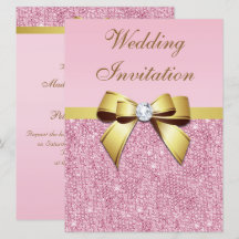 Gran Boda Faux Pink Sequins Gold Bow