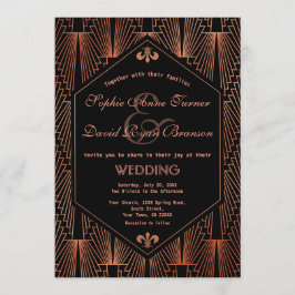 Invitación Gran Boda Gatsby de cobre Art Deco de los años 20