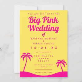 Invitación Gran Boda Rosa Barbiecore Playa Amarilla
