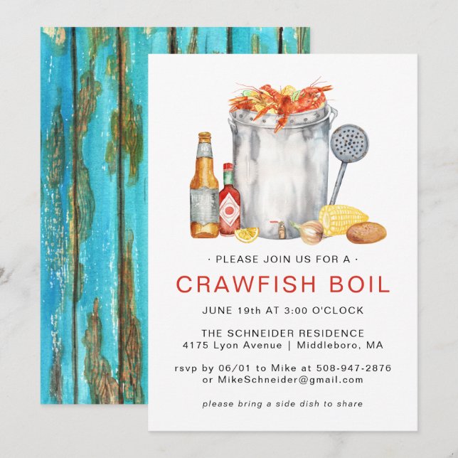 Invitación Gran Boil de Cangrejos de Verano | Cookout de Low  (Anverso / Reverso)