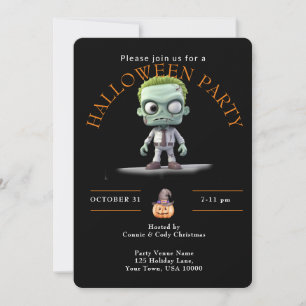 Invitación GRAN CABEZA, GRAN OJO VERDE MONSTER HALLOWEEN Part