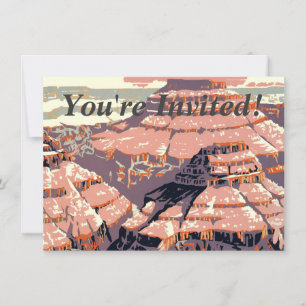 Invitación Gran Cañón de arte gráfico occidental americano