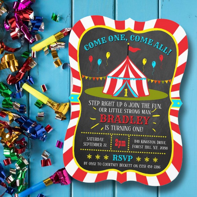 Invitación Gran carnaval de Circo Superior Primer cumpleaños (Subido por el creador)