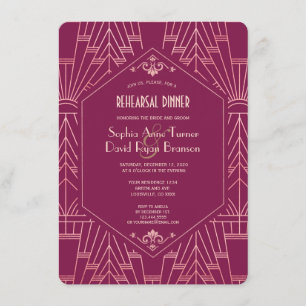 Invitación Gran cena de ensayo de Cooper Rosa Gatsby de los a