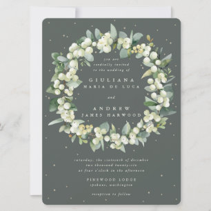 Invitación Gran cereza verde de nieve + Boda de guirnalda de