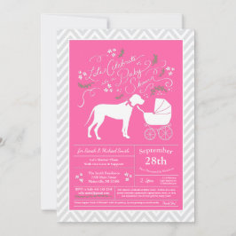 Invitación Gran Chica rosado de Baby Shower Dane Dog