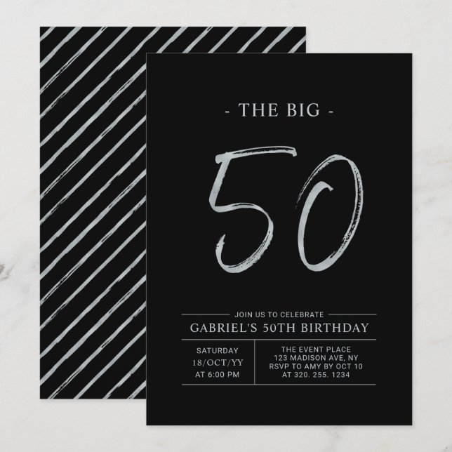 Invitación Gran Cincuenta | Fiesta de cumpleaños número 50 de (Anverso / Reverso)