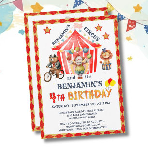 Invitación Gran Circo Carnaval de Cumpleaños 4 años