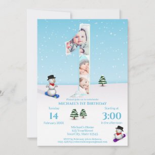 Invitación Gran Collage de fotos de hielo de nieve en inviern