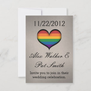 Invitación Gran corazón vectorial en la bandera del orgullo g