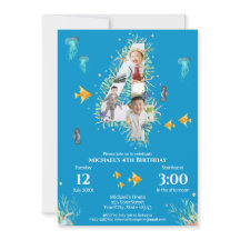 Gran cuarto cumpleaños de Collage de fotos bajo el