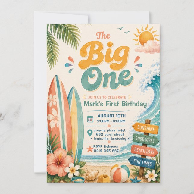 Invitación Gran Cumpleaños en la Playa (Anverso)