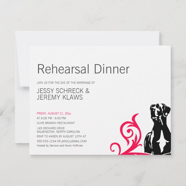 Invitación Gran Danés rosa Ensayo (Anverso)