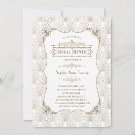 Invitación Gran ducha de novias de Gold Fleur-de-lis Gatsby 2